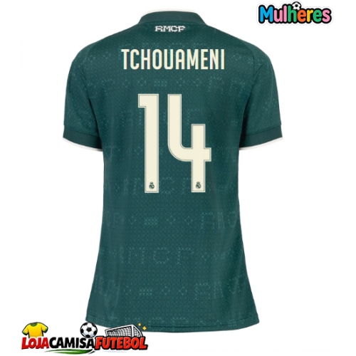 Camisa de Futebol Real Madrid Aurelien Tchouameni #14 Equipamento Secundário Mulheres 2026-27 Manga Curta